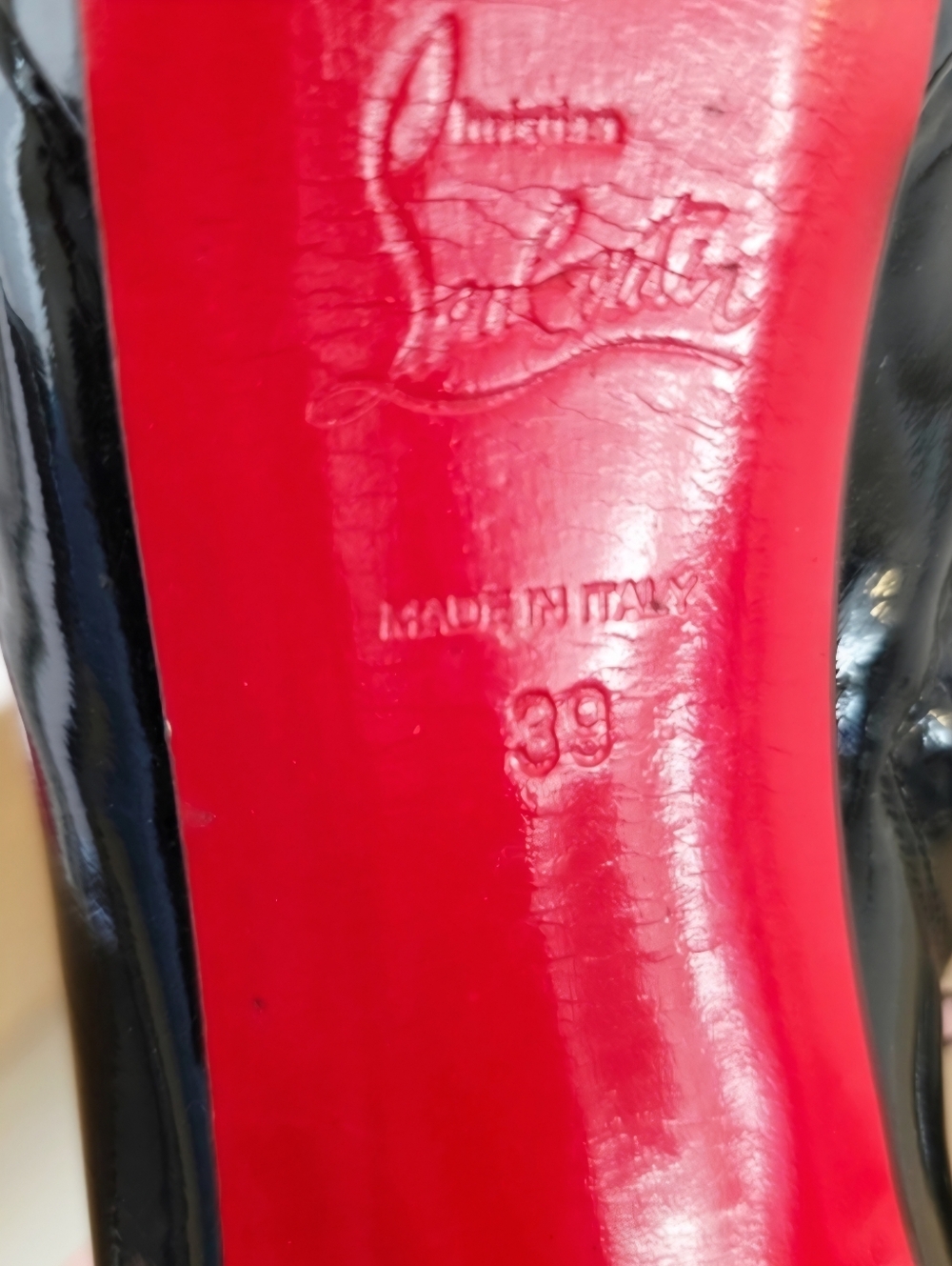 Authentic Christian Louboutin Black Patent Leather Ankle Boots Booties EU 39 - Picture 13 of 14